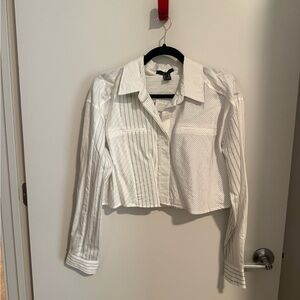 Forever 21 White and Black Striped Shirt